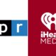 A photo of the NPR and iHeartMedia logos